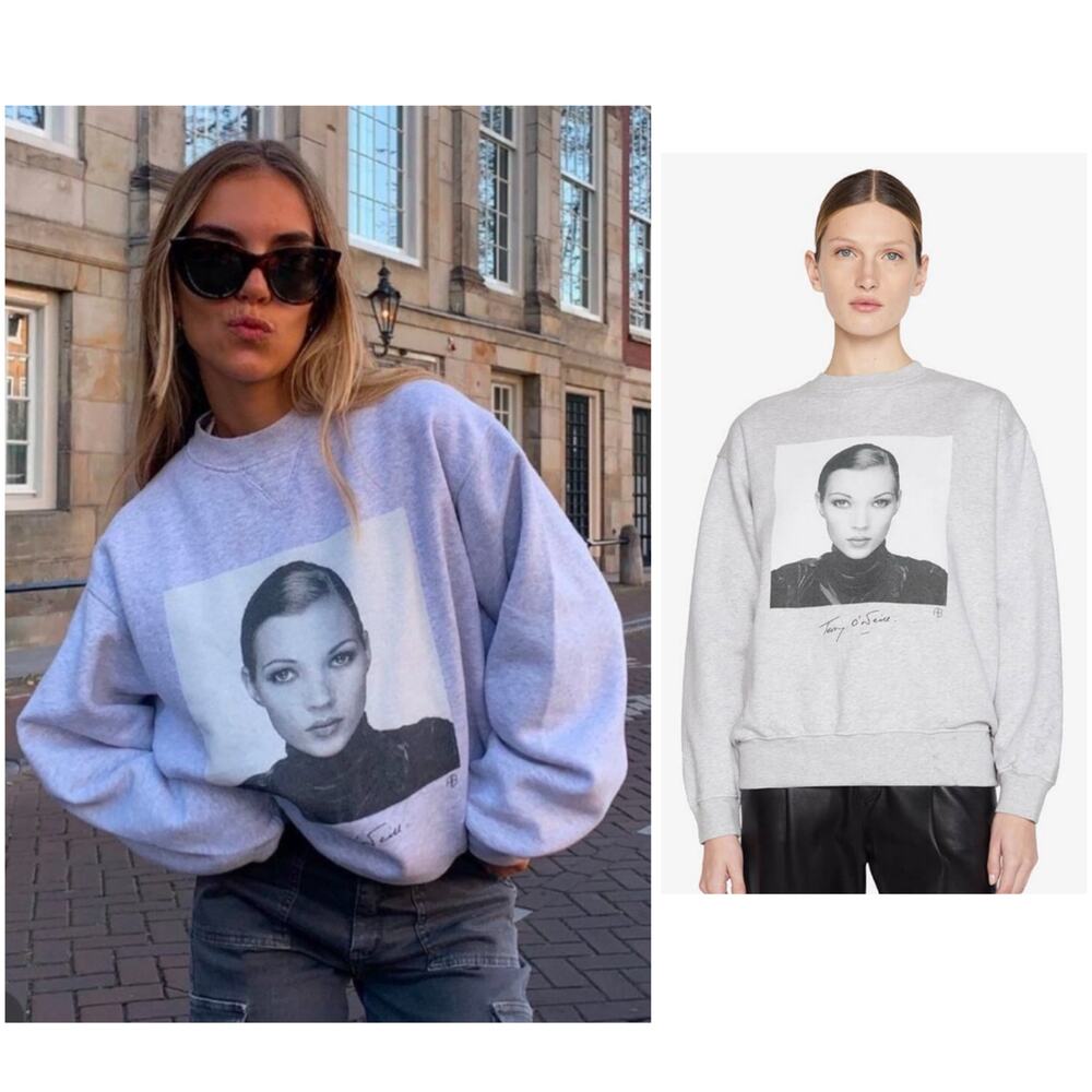 Anine Bing Ramona Kate Moss Oversized Crewneck Sweatshirt XS